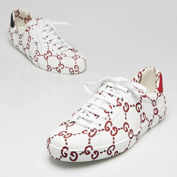 UNISEX - GUCCI ACE GG WHITE & RED SNEAKERS - SIZE US MENS 6.5, WOMENS 7.5 - Picture 5 of 5